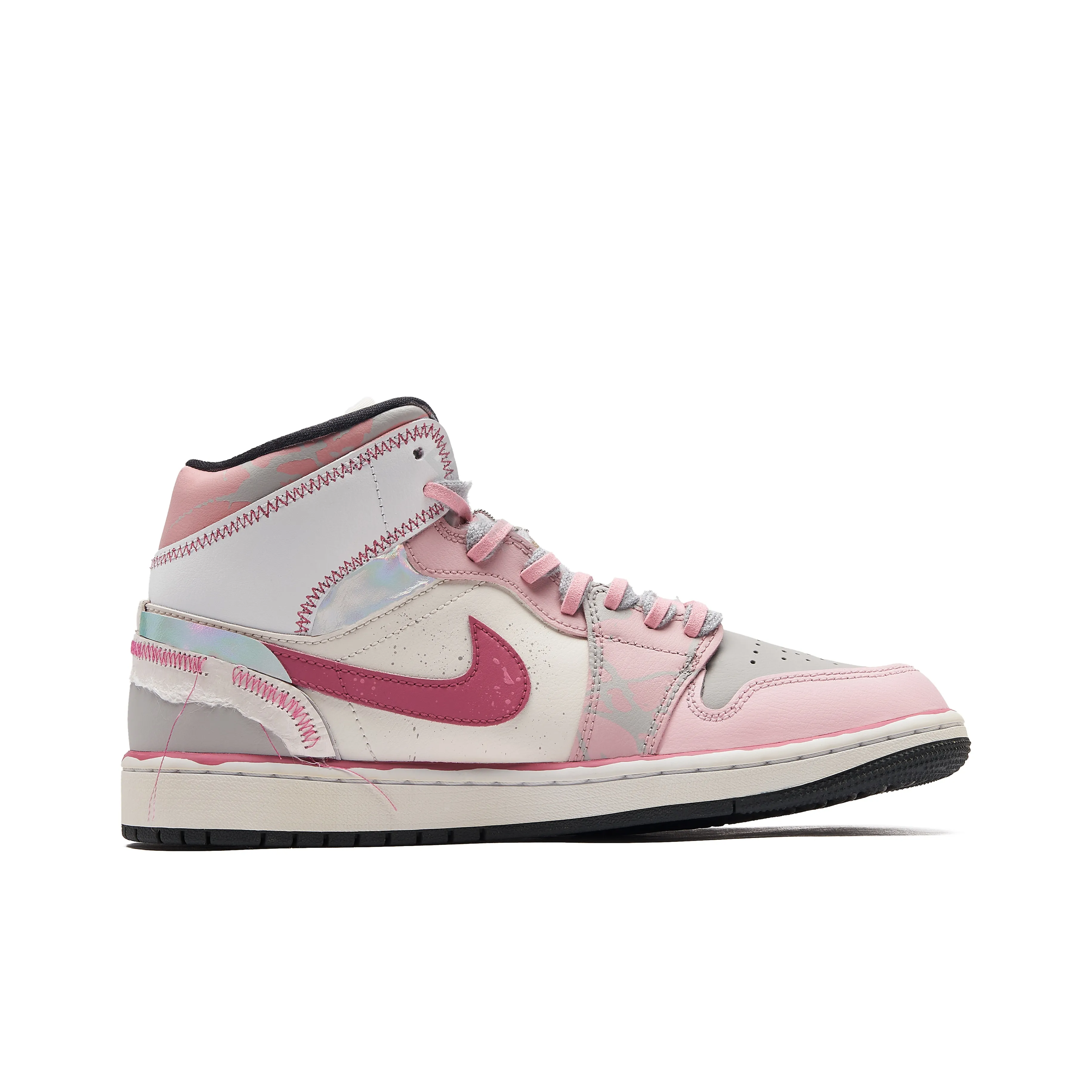 [Custom Flower Dream] Air Jordan 1 High Top Unisex Skateboarding Shoes Pink