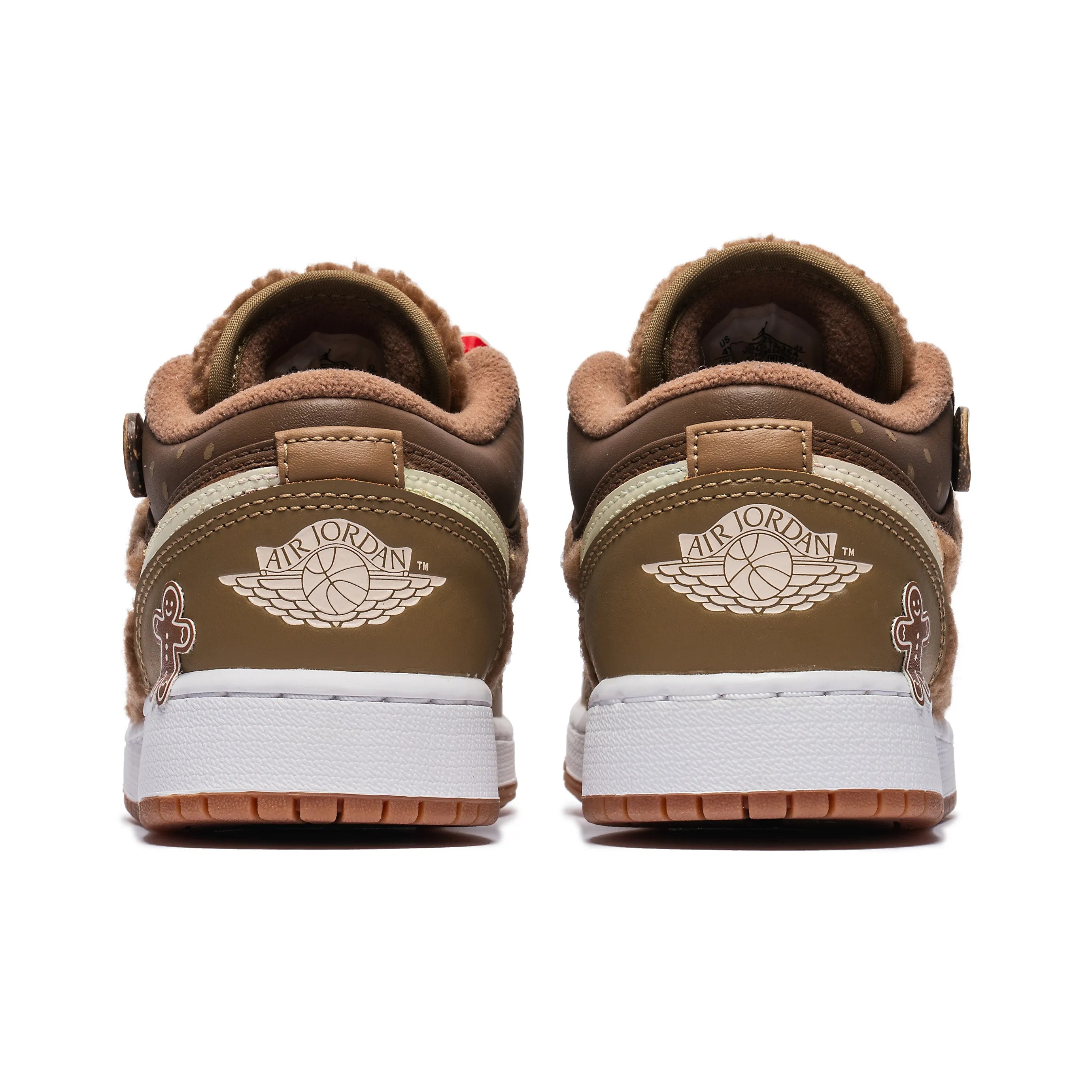 [Custom Warm Winter - Gingerbread Man and Little Bear] Jordan Air Jordan 1 Low Top Female Skateboarding Shoes Brown