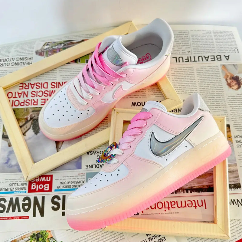 [Custom Rainbow Fudge, Ombré Dip-Dye, Jelly Sole] Air Force 1 Skateboarding Shoes Women's