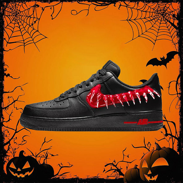 [Custom Men's Bloodstained Teeth 2.0]  Air Force 1 Skateboarding Shoes Men Low-top Black