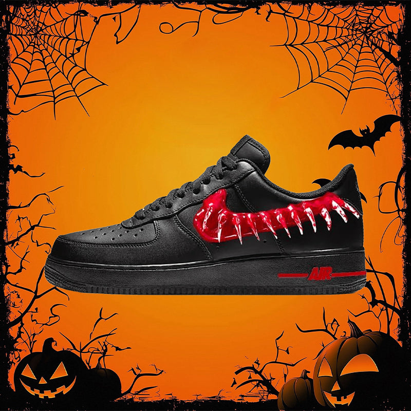 [Custom Men's Bloodstained Teeth 2.0]  Air Force 1 Skateboarding Shoes Men Low-top Black