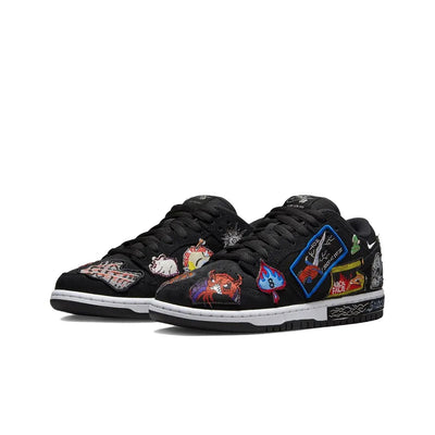 [Custom Night Parade of a Hundred Demons] Dunk Skateboarding Shoes Unisex Black/Cartoon Embroidery