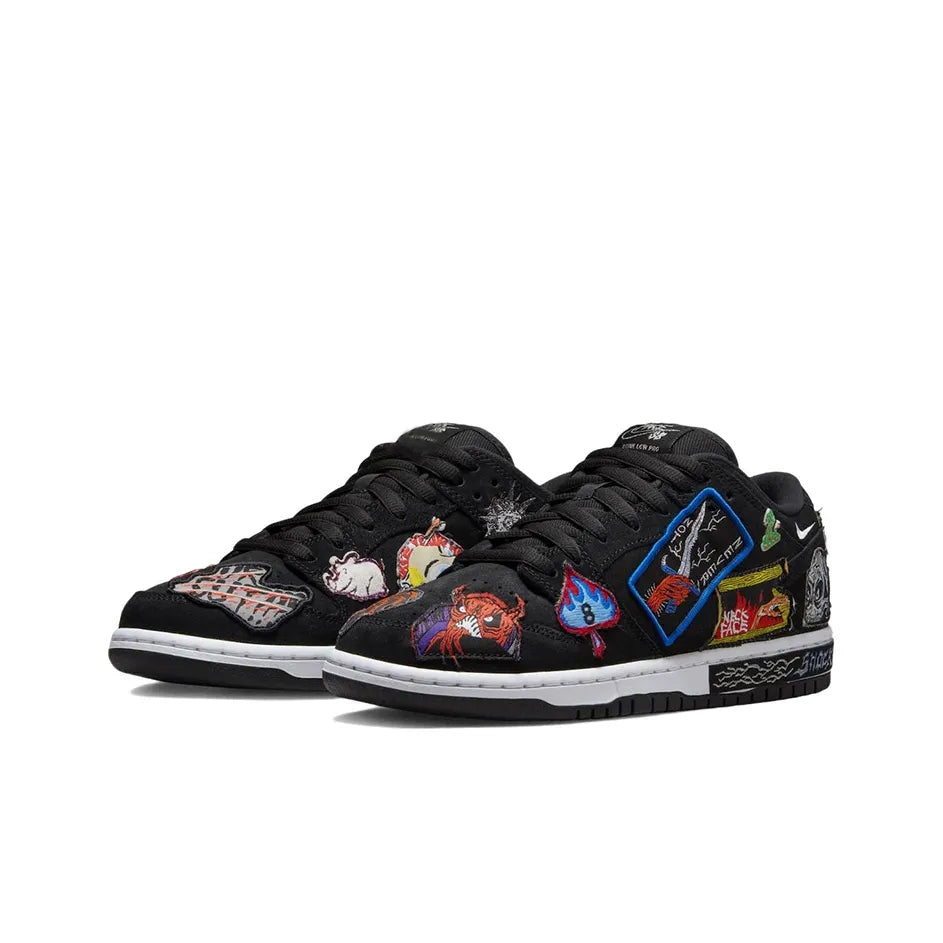[Custom Night Parade of a Hundred Demons] Dunk Skateboarding Shoes Unisex Black/Cartoon Embroidery