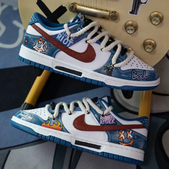 [Custom Cowboy Graffiti] Dunk Skateboarding Shoes Twine Shoelace Unisex