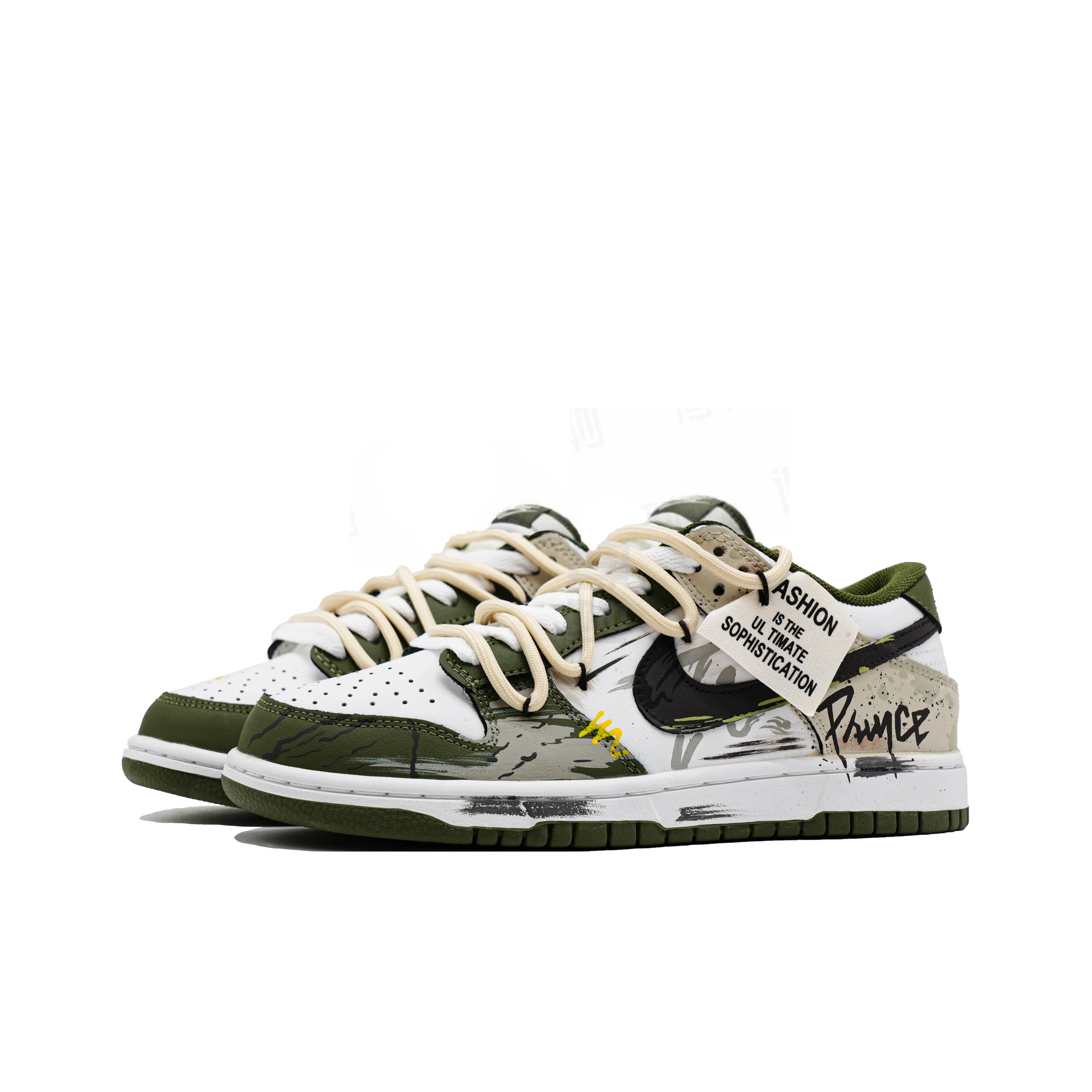 [Custom No Man's Land / Graffiti] Dunk Low Skateboard Shoes Unisex Green