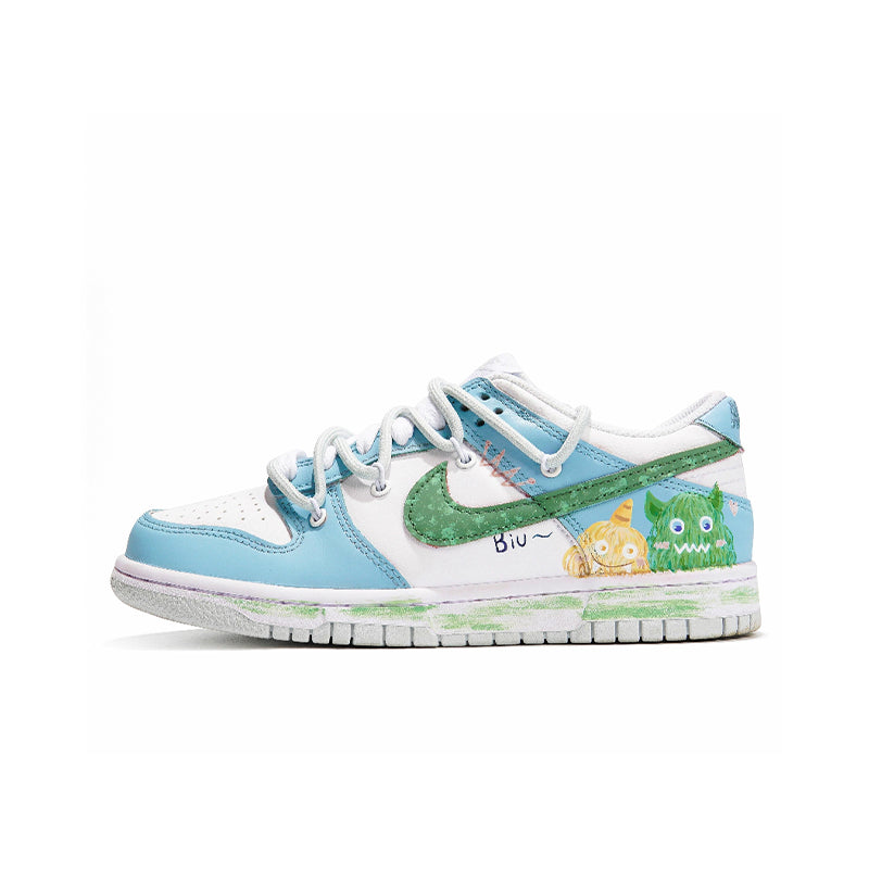 [Custom Plush Monster] Dunk Skateboarding Shoes Unisex Low-top Blue/Green