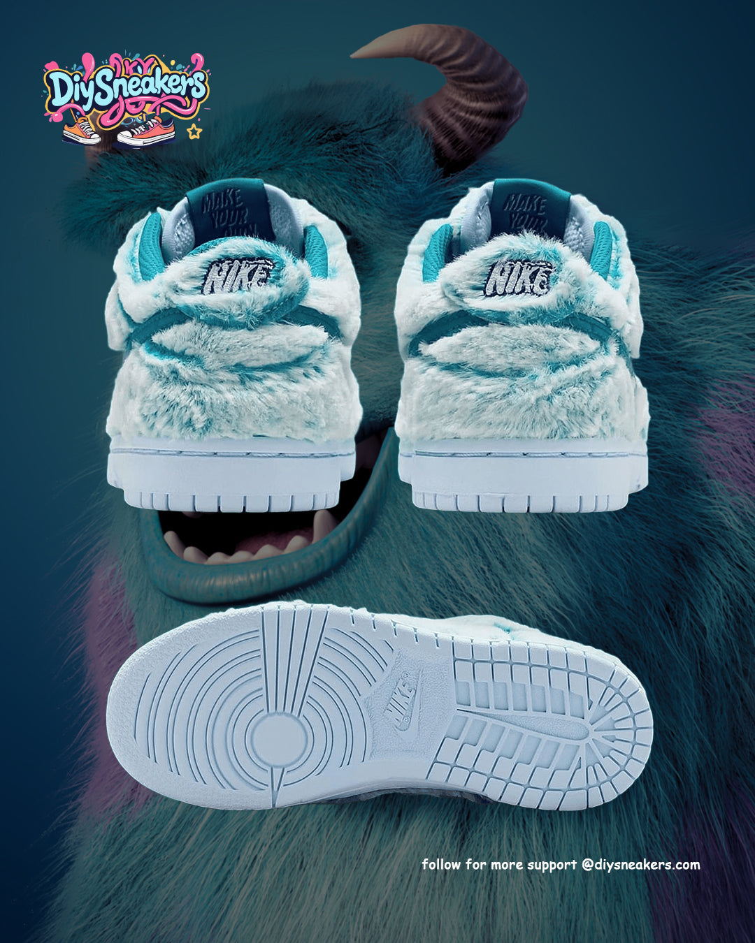 [Custom Furry Monsters - Sullivan] Dunk Skateboarding Shoes Unisex Blue
