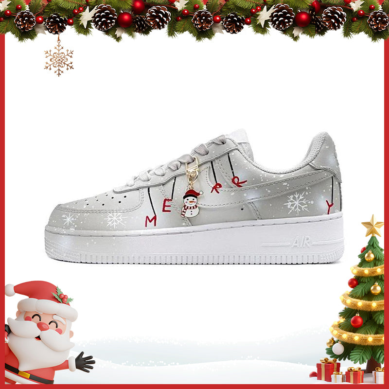 [Custom Christmas Eve]  Air Force 1 Skateboarding Shoes Men Low-top White