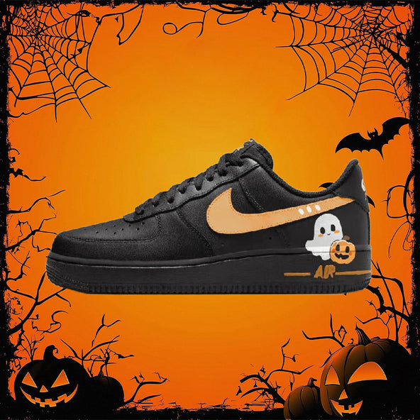 [Custom Cute little melon ghost]  Air Force 1 Skateboard Shoes Unisex Low-Top Orange