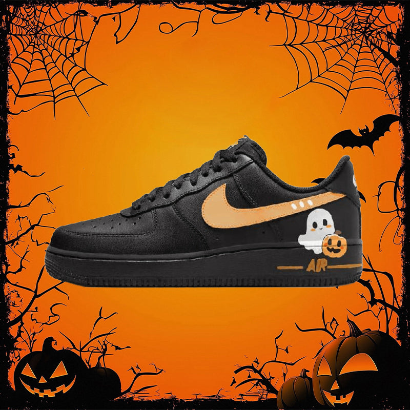 [Custom Cute little melon ghost]  Air Force 1 Skateboard Shoes Unisex Low-Top Orange