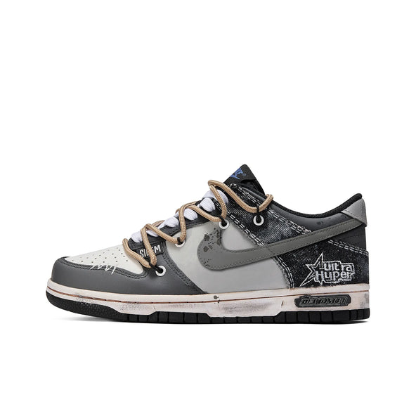 [Custom Earthfall] Dunk Low Skateboarding Shoes Unisex Gray/Black