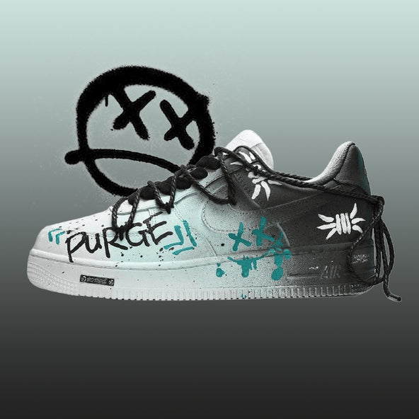 [Custom Men's dynamic summer black and green]  Air Force 1 Skateboarding Shoes Men Low-top Black/Green