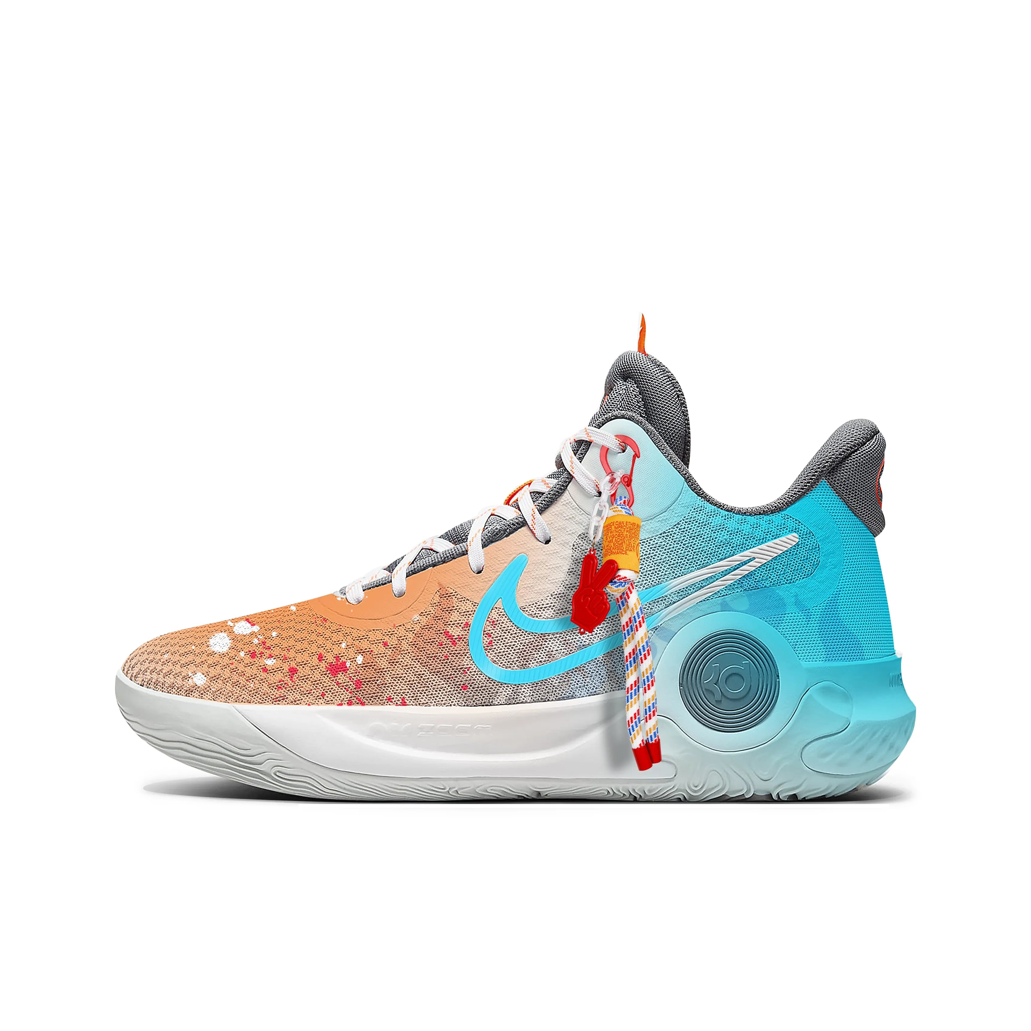 [Custom Azure-Orange Obscure Flame] KD Trey 5 IX Basketball Shoes Unisex Mid-Top Blue/Orange