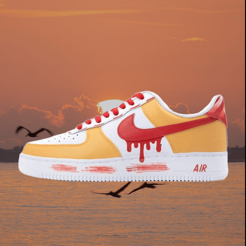 [Custom AF1 Men's McDonald's]  Air Force 1 Skateboarding Shoes Men Low-top Yellow/white/red