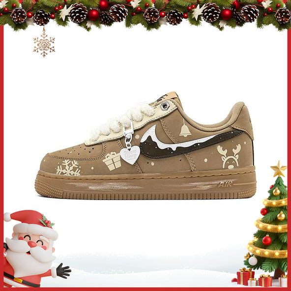 [Custom Christmas Wheat Air Force]  Air Force 1 Skateboarding Shoes Unisex
