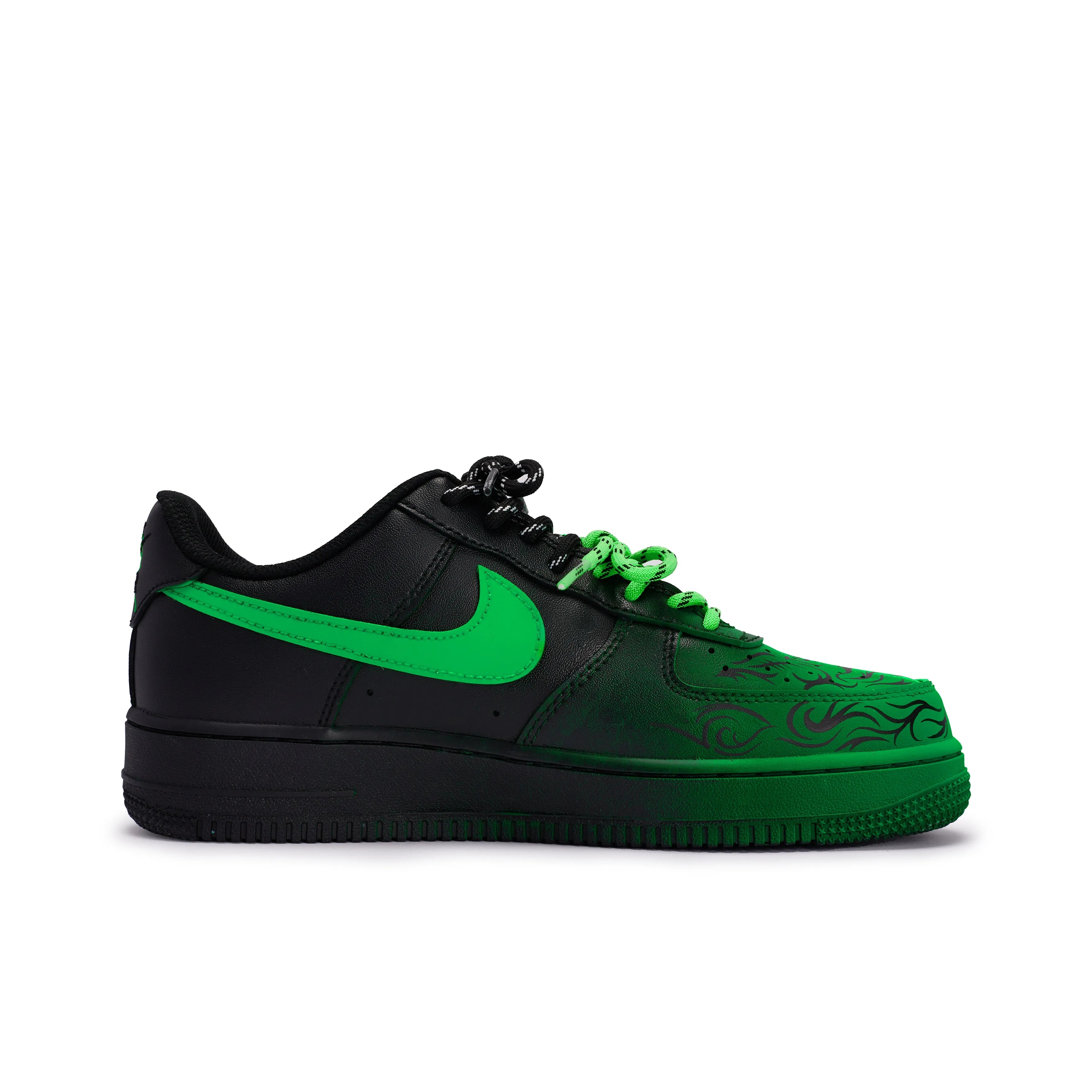 [Custom Graffiti Hand-Painted Floral Pattern Black Tiffany] Air Force 1 Skateboarding Shoes Unisex
