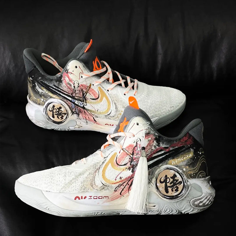 [Custom Wukong Drawing]  KD Trey 5 IX Basketball Shoes Unisex Mid-Top White