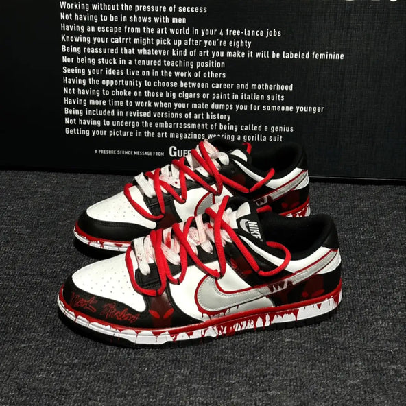 [Custom Male Shadow cult]  Dunk Skateboarding Shoes Unisex Low-top Silver/White
