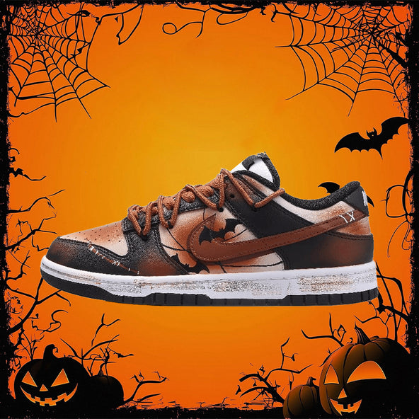 [Custom Female midnight bat]  Dunk Skateboarding Shoes Women's Low-top Brown