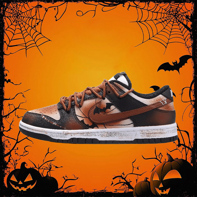 [Custom Female midnight bat]  Dunk Skateboarding Shoes Women's Low-top Brown