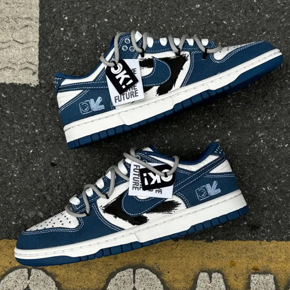 [Custom Blue Jean Rider] Dunk Low Skateboard Shoes Unisex Denim Style