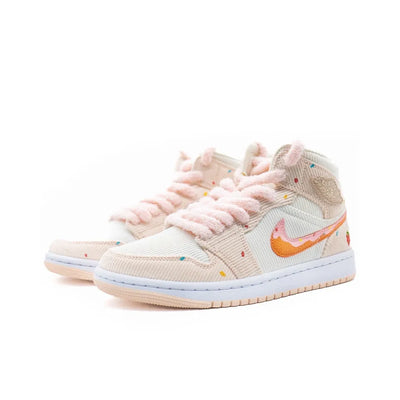 [Custom Doughnut] Jordan Air Jordan 1 Low Top Unisex Skateboarding Shoes Pink