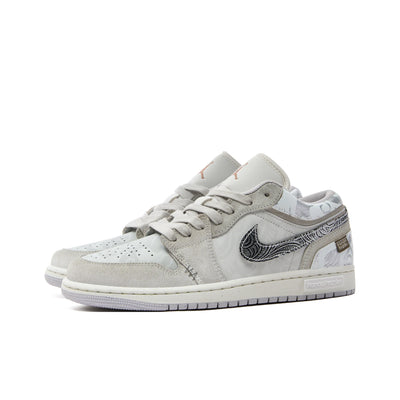 [Custom Soaring Serpent] Air Jordan Low - Top Skateboarding Shoes Unisex Gray/Silver