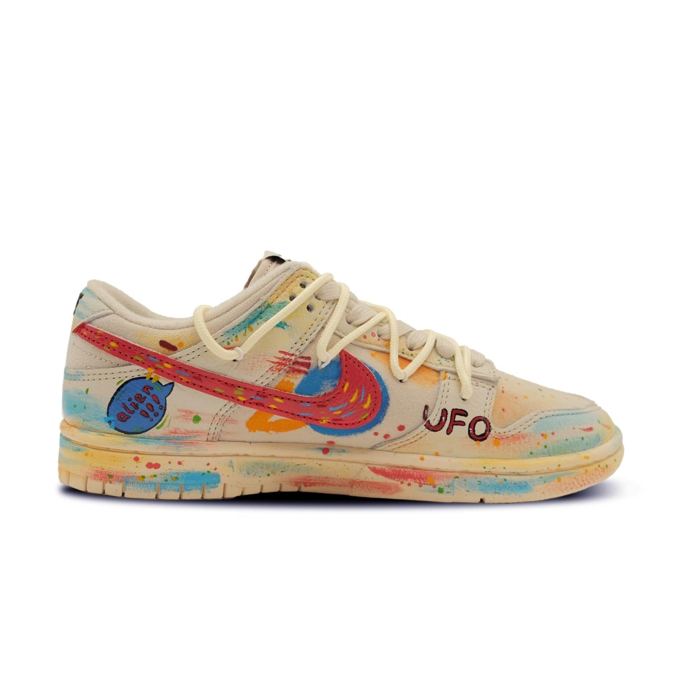 [Custom Alien Spaceship] Dunk Low Skateboard Shoes Unisex Colorful Graffiti