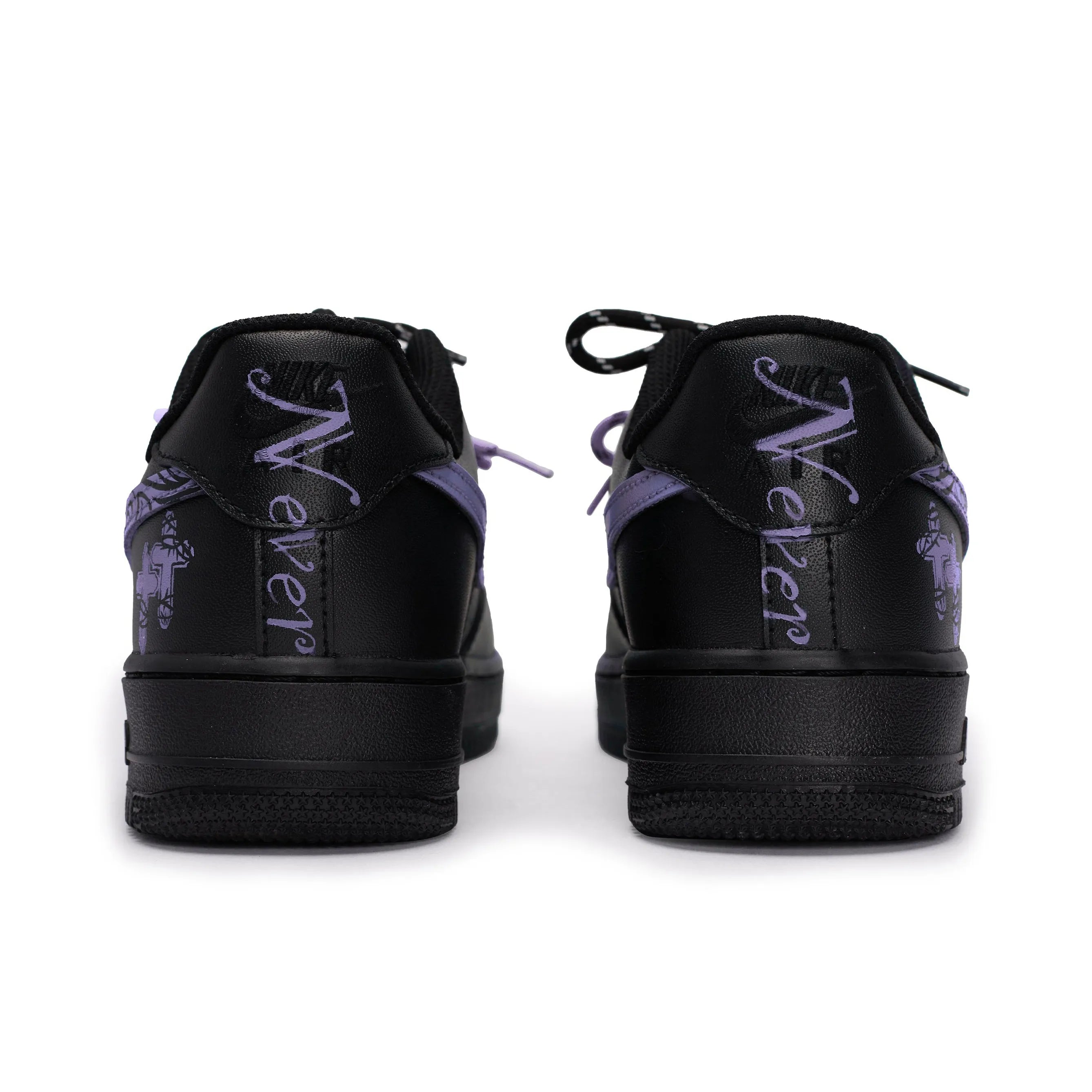 [Custom Graffiti Hand-Painted Floral Pattern Black Tiffany] Air Force 1 Skateboarding Shoes Unisex