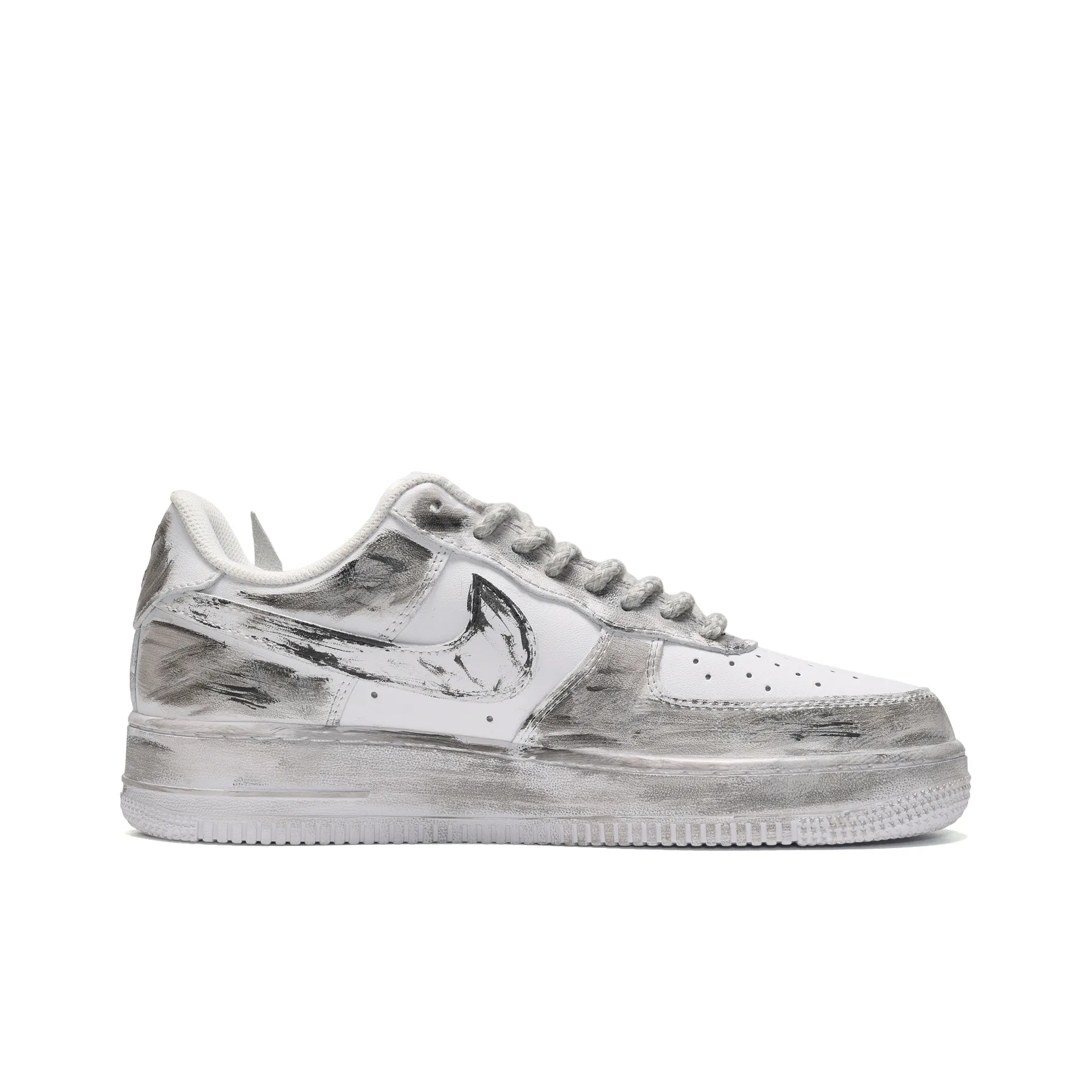 [Customized Snakeskin Pattern/Skull] Air Force 1 Low-top Shoes Unisex Grafiti Grey/White