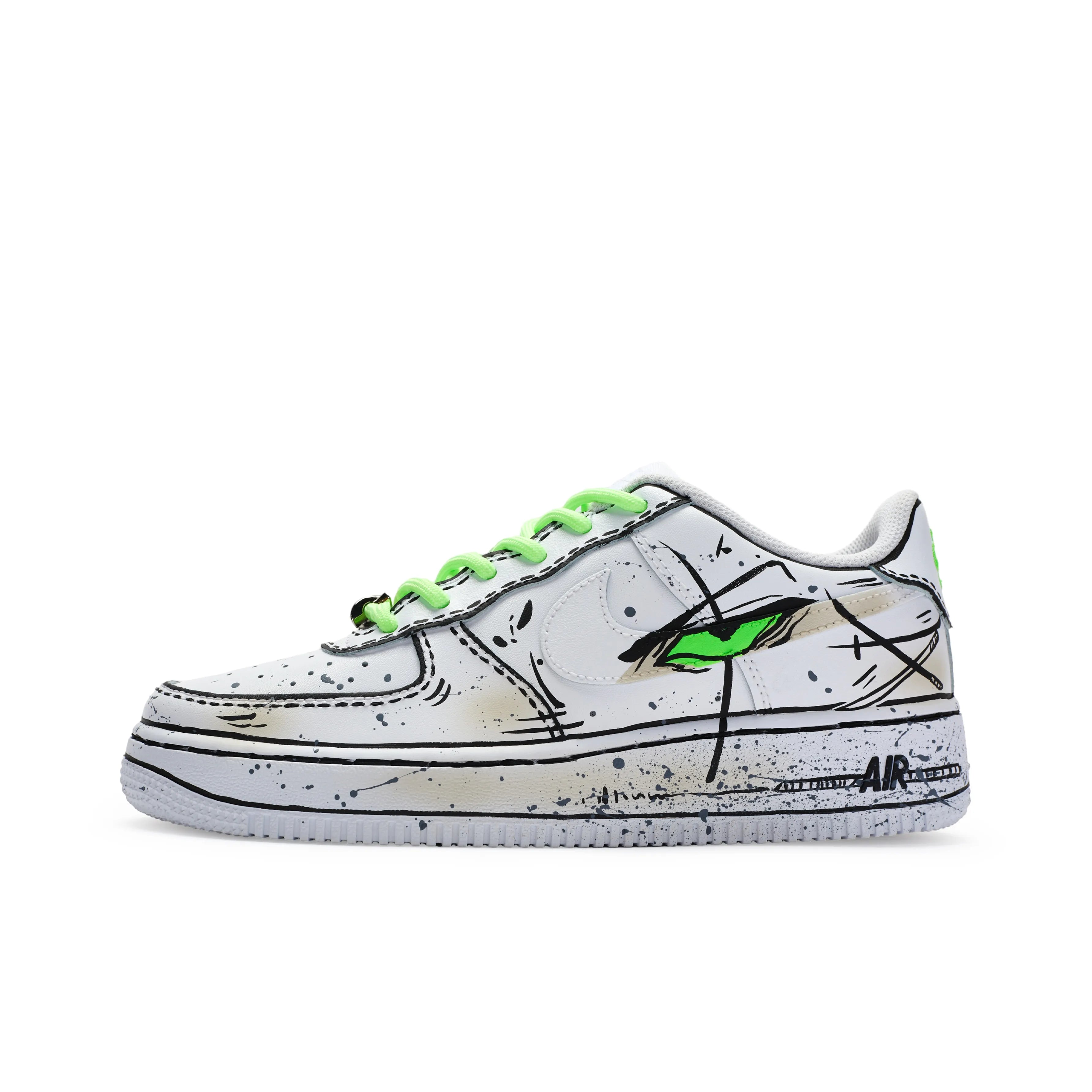 [Custom Hand-Drawn, Cartoon, Line, Ink Splash] Air Force 1 Skateboarding Shoes Unisex
