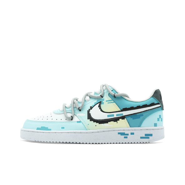[Custom Pixelated Time] Court Vision 1 Skateboarding Shoes Unisex Cyan