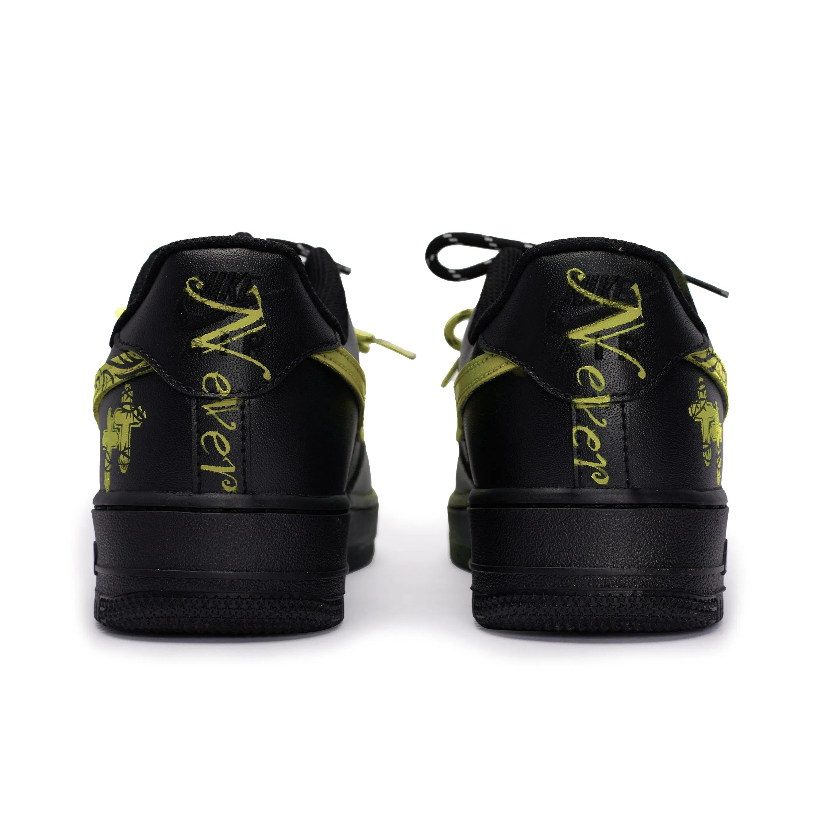 [Custom Graffiti Hand-Painted Floral Pattern Black Tiffany] Air Force 1 Skateboarding Shoes Unisex