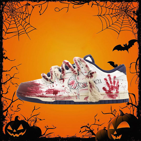 [Custom Blood-red Mummy] Dunk Skateboarding Shoes Unisex Red/White