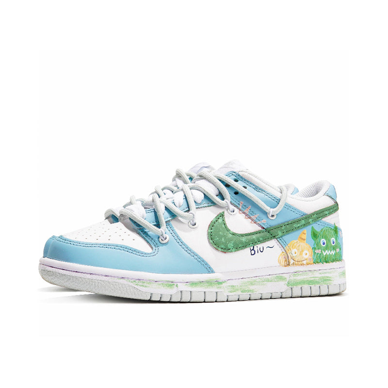 [Custom Plush Monster] Dunk Skateboarding Shoes Unisex Low-top Blue/Green