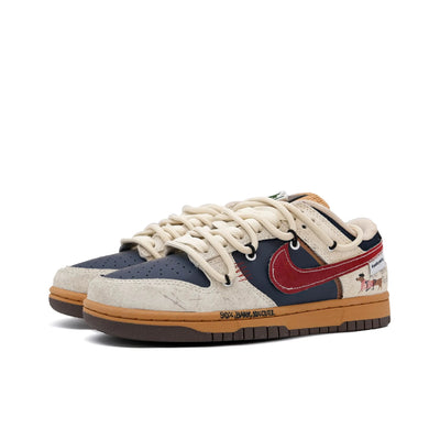 [Custom Leisure Time] Dunk Skateboarding Shoes Unisex Brown/Beige/Red