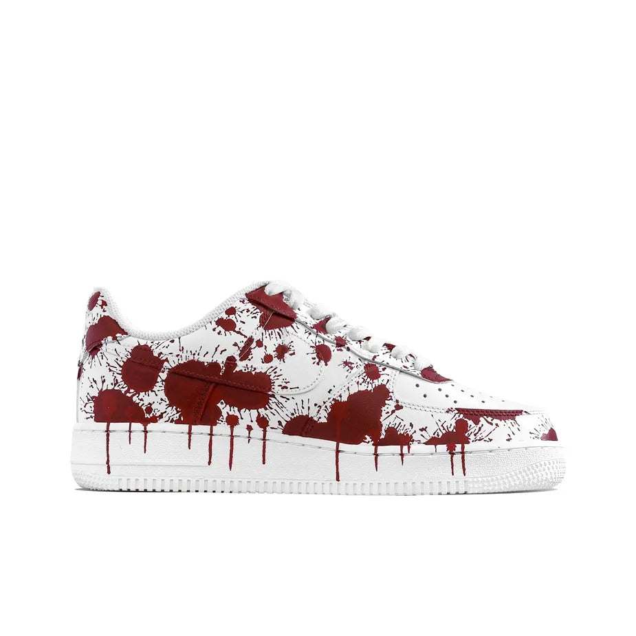 [Customized Cursed Sole] Air Force 1 Low-top Shoes Unisex White/Red Halloween Series