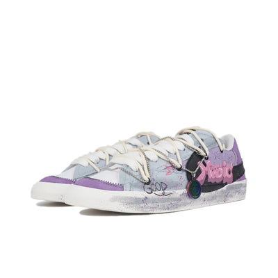 [Customized Good] Blazer Jumbo Low-top Shoes Unisex Purple/Gray