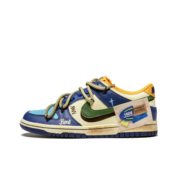 [Custom Lie Fallow] Dunk Low Skateboard Shoes Unisex Beige/Blue