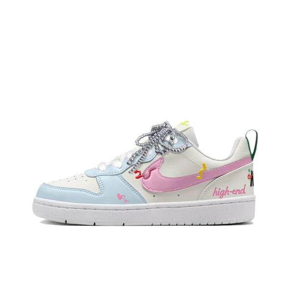 [Custom Unlimited Fun/Pink and Blue] Court Borough Skateboard Shoes For Children Unisex