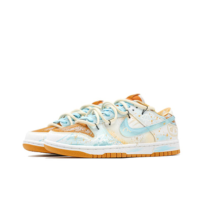 [Custom Orange Beach] Dunk Skateboarding Shoes Unisex Orange/Blue