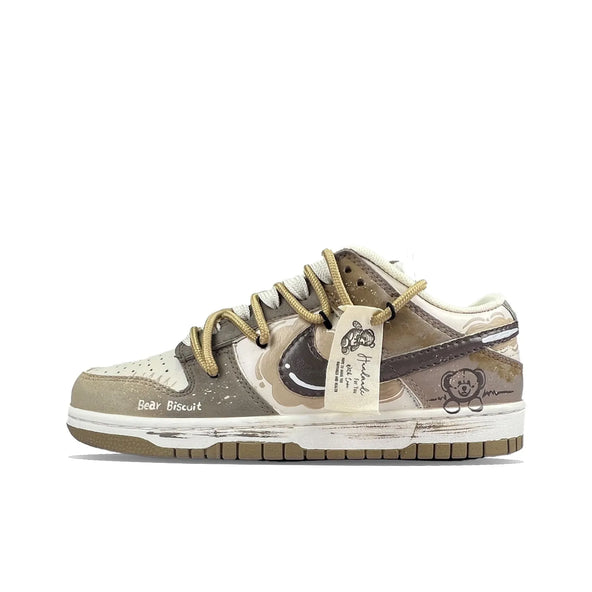 [Custom Bear Biscuit] Dunk Skateboarding Shoes Unisex Graffiti Brown