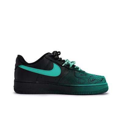 [Custom Graffiti Hand-Painted Floral Pattern Black Tiffany] Air Force 1 Skateboarding Shoes Unisex