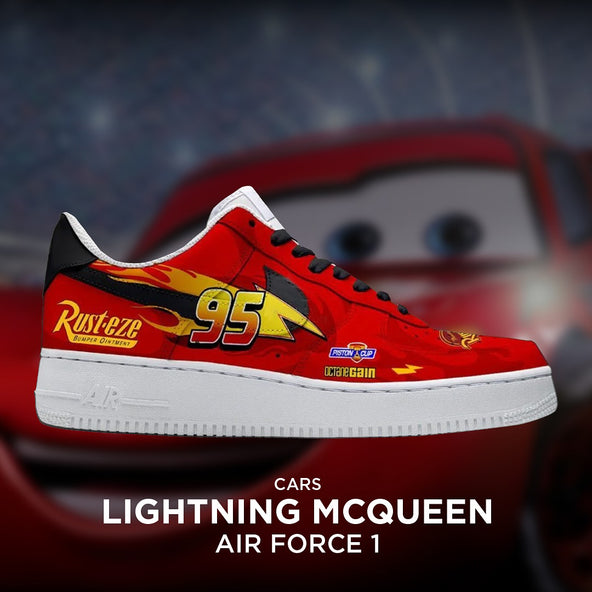 [Custom Lightningmcqueen X Cars] Air Force 1 Skateboarding Shoes Unisex Low-top Red