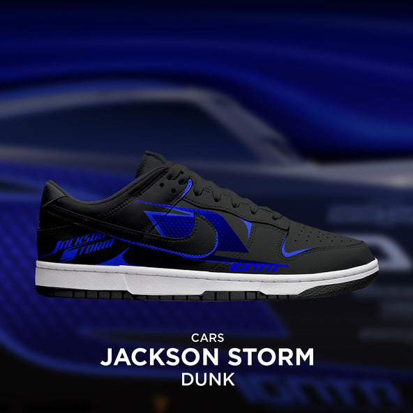 [Custom Jackson Storm X Cars] Dunk Skateboarding Shoes Unisex Low-top Blue/Black