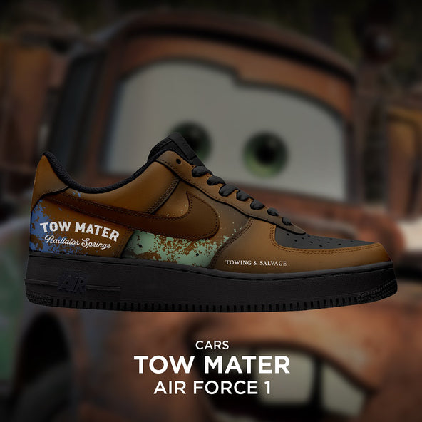 [Custom Towmater X Cars] Air Force 1 Skateboarding Shoes Unisex Low-top Brown