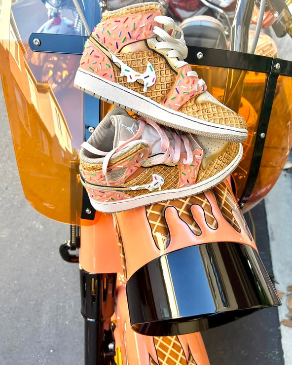 [Custom Oolong Peach Ice Cream] Air Jordan 1 High Top Unisex Skateboarding Shoes