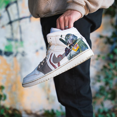 [Custom Boba] Air Jordan 1 Mid Top Unisex Skateboarding Shoes