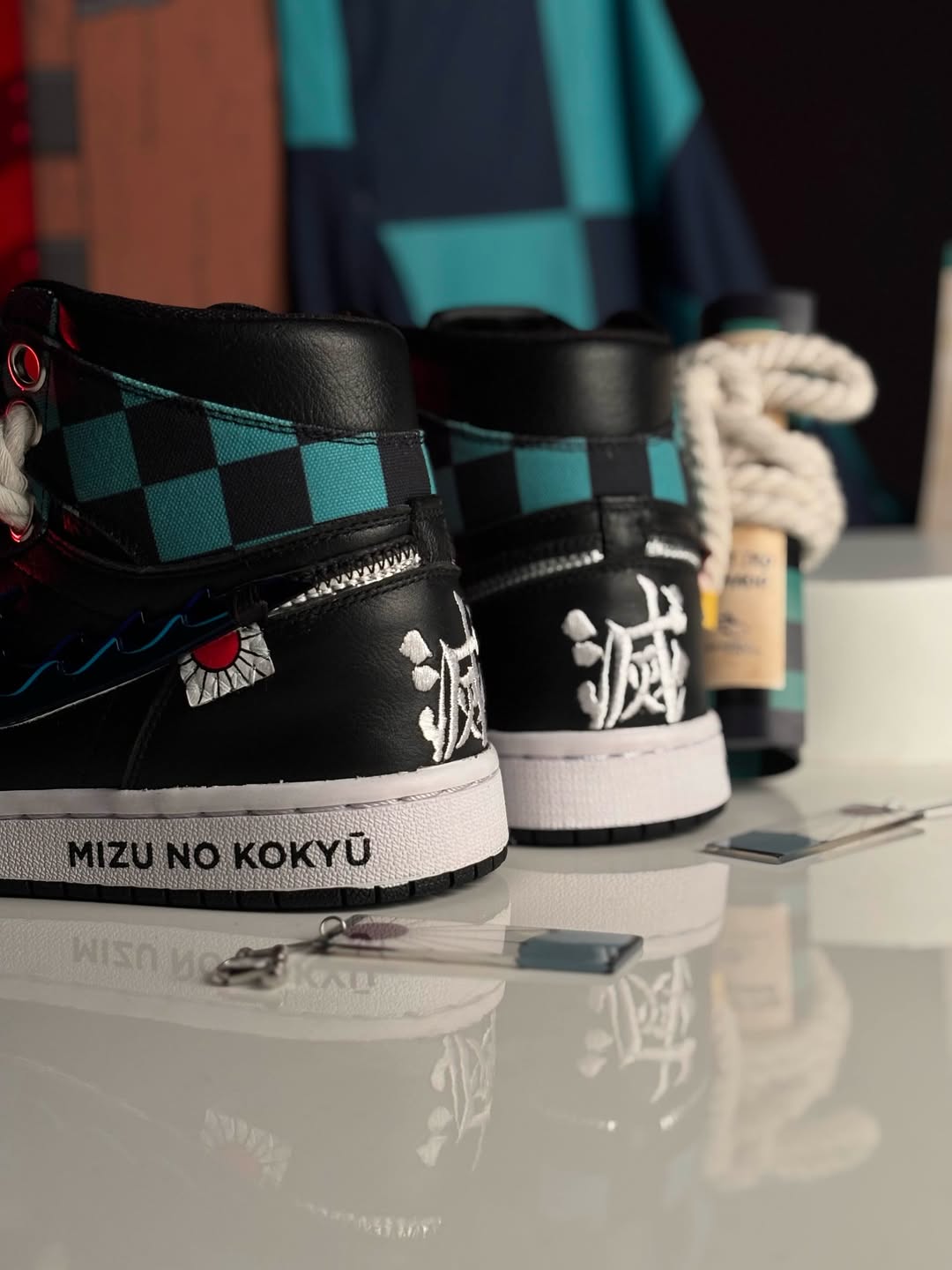 [Custom Demon Slayer - Tanjiro] Air Jordan 1 High Top Unisex Skateboarding Shoes Green/Black