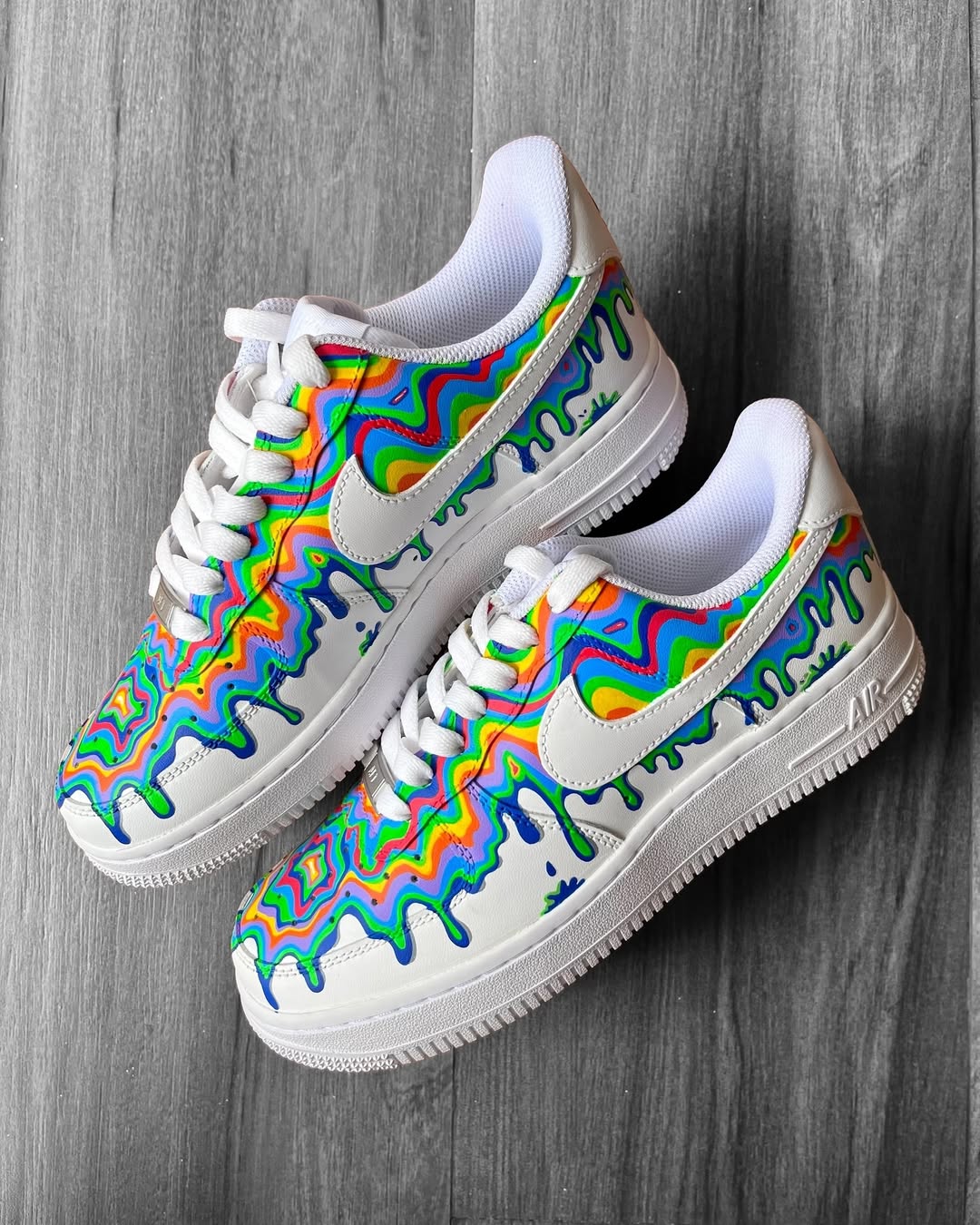 [Custom Rainbow Rain] Air Force 1 Skateboarding Shoes Unisex Multi-coloured